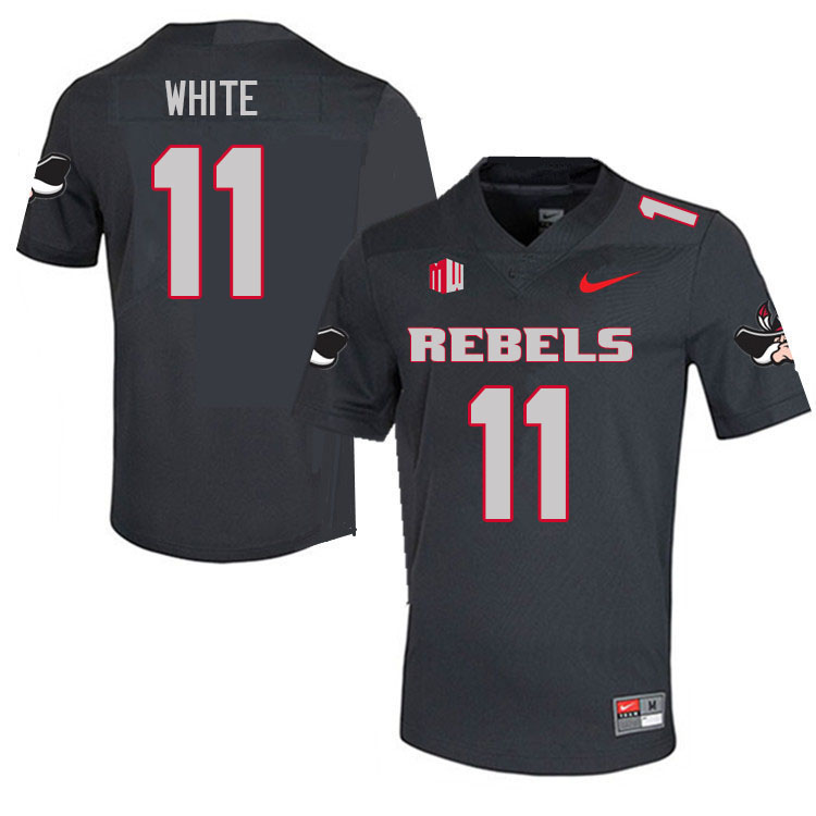 Men #11 Ricky White UNLV Rebels College Football Jerseys Sale-Charcoal - Click Image to Close